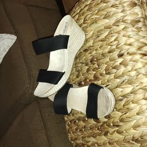 wedge sandals blk straps